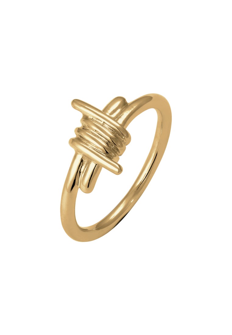 Kuzzoi Cincin Ring Perak 925 Lapis Emas Pria Desain Kawat Classic Timeless