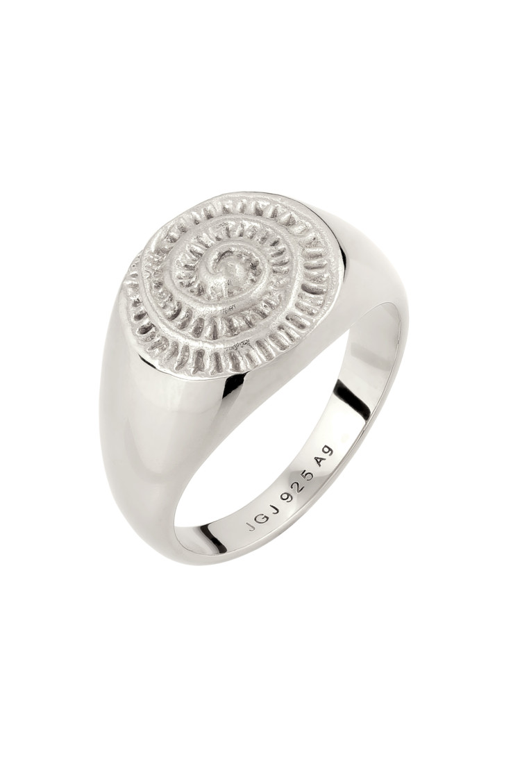 Kuzzoi Cincin Signet Ring Perak 925 Pria Desain Siput Classic Timeless