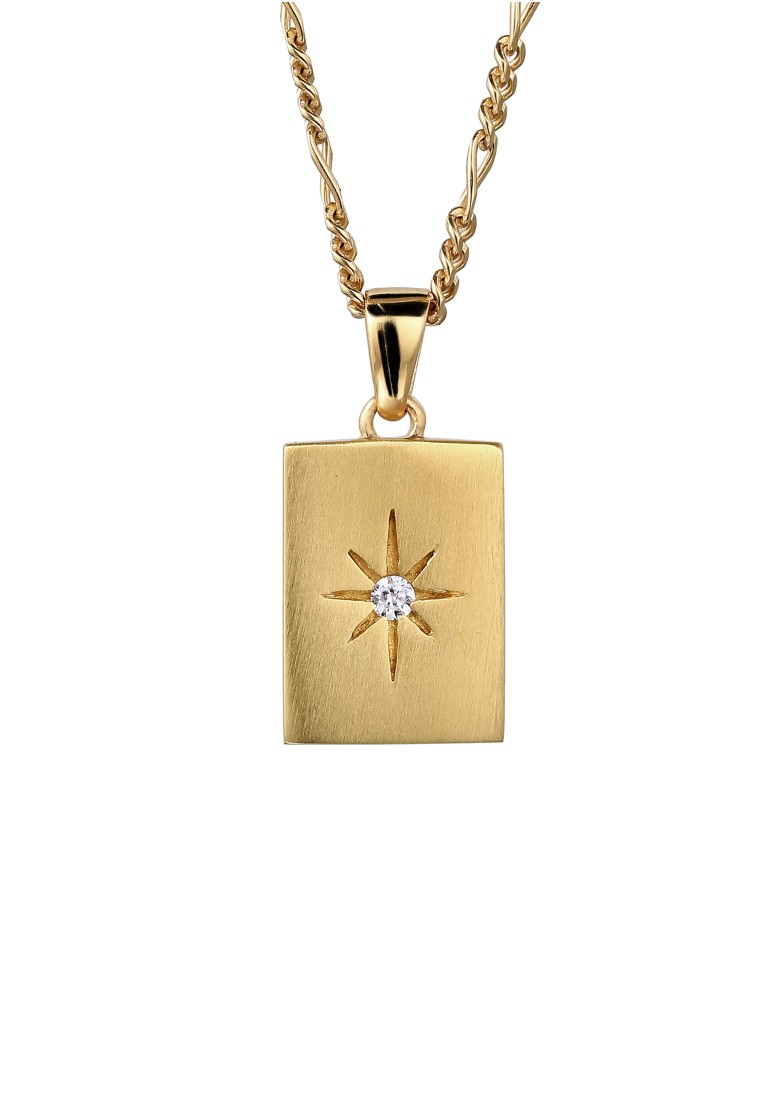 Kuzzoi Kalung Necklace Perak 925 Lapis Emas Pria Topas Bintang