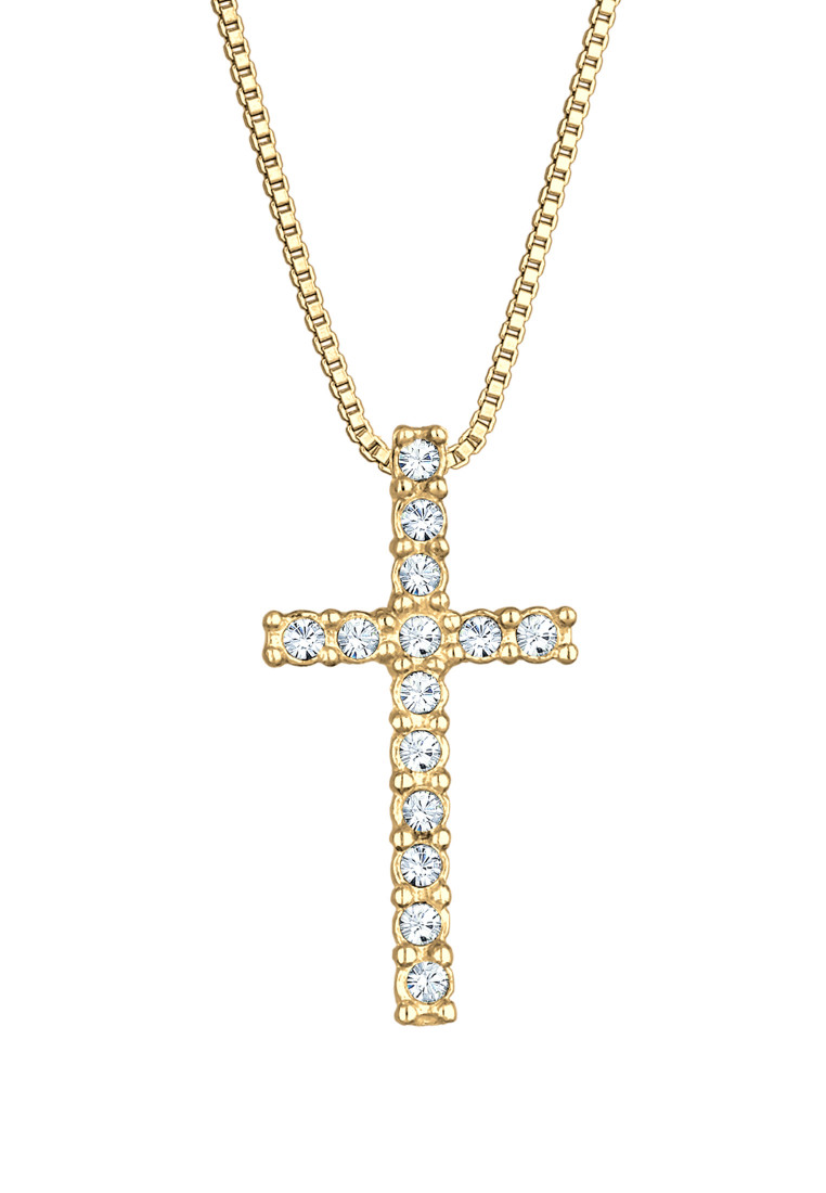 KUZZOI EXCLUSIVE Kalung Perhiasan Perak 925 Pria Cross Pendant Religion Gold Plated Embellished with