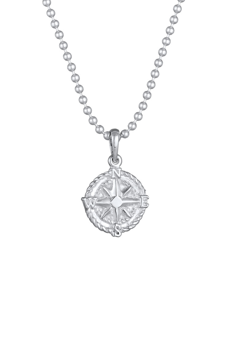 Kuzzoi Kalung Necklace Perak 925 Pria Liontin Kompas Wind Rose