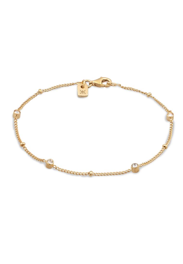 Kuzzoi EXCLUSIVE Gelang Perhiasan Perak 925 Pria Ball Chain Gold Plated Embellished with Crystal by 
