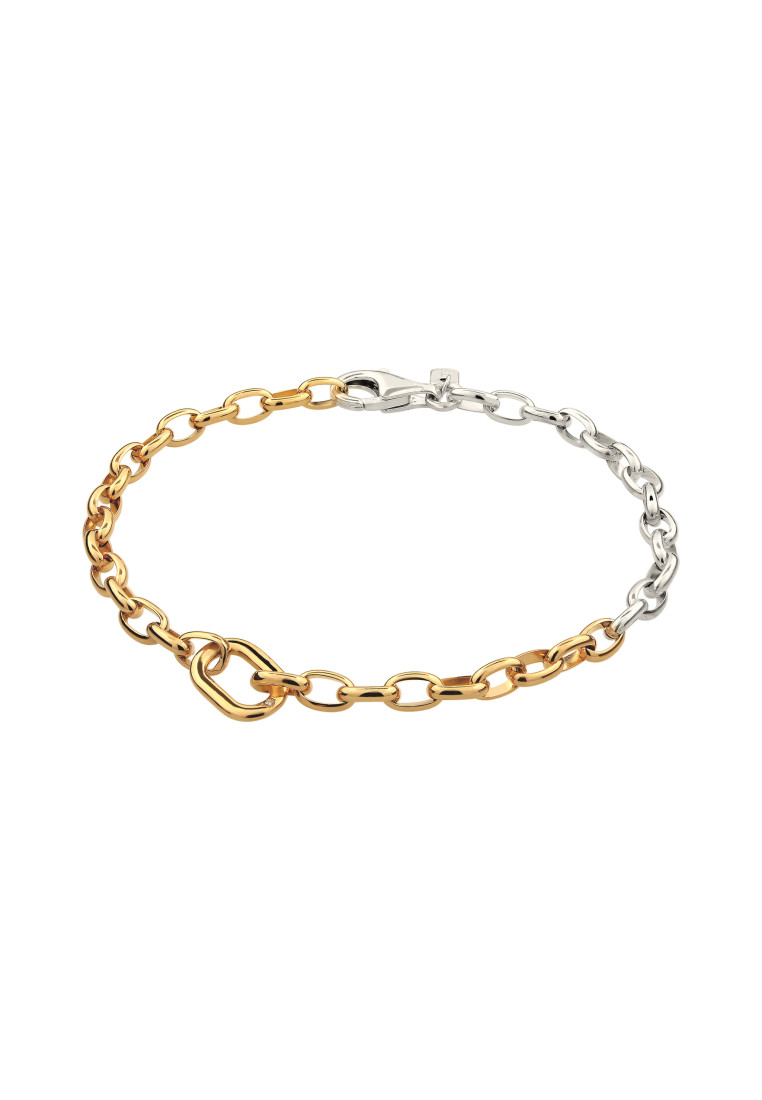 KUZZOI EXCLUSIVE Gelang Perhiasan Perak 925 Pria Link Chain Bicolor Embellished with Crystal by Swar