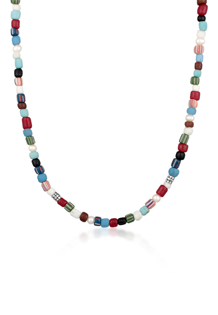 Kuzzoi Kalung Necklace Perak 925 Pria Mutiara Beads Colourful