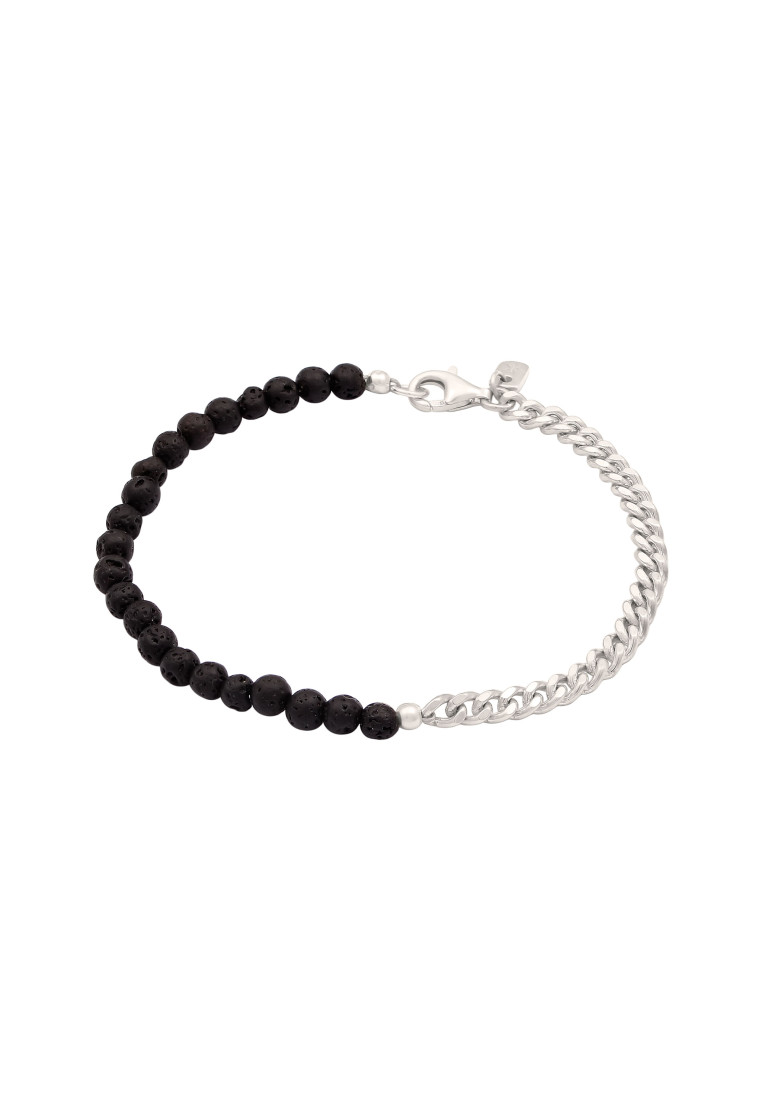 Kuzzoi Gelang Bracelet Perak 925 Pria Lava Stone