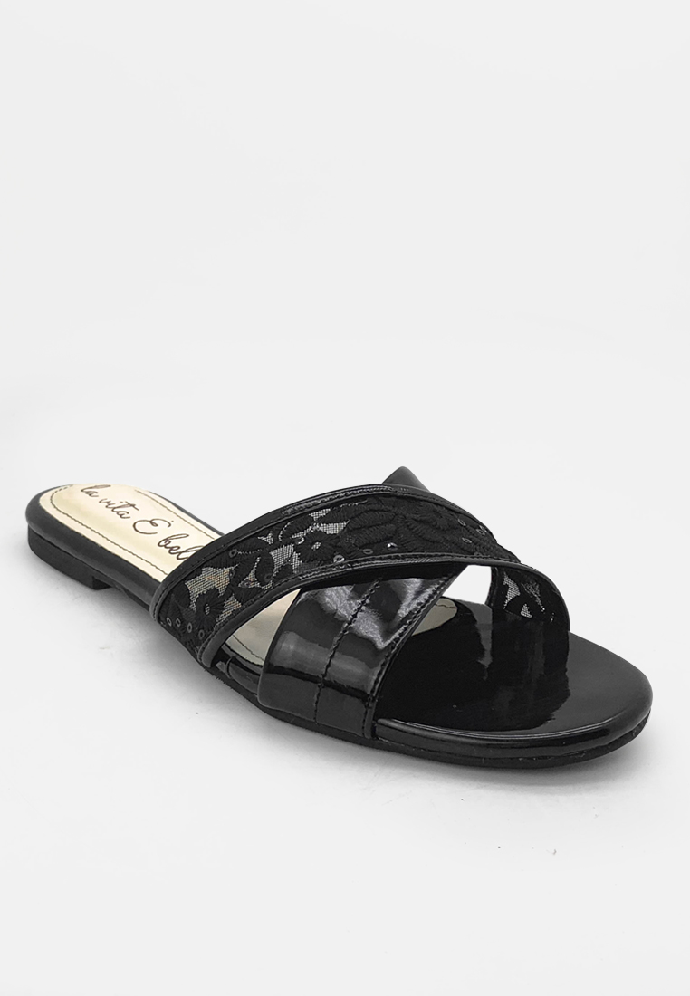 La Vita e Bella Floral Cross Sandal Flat Wanita