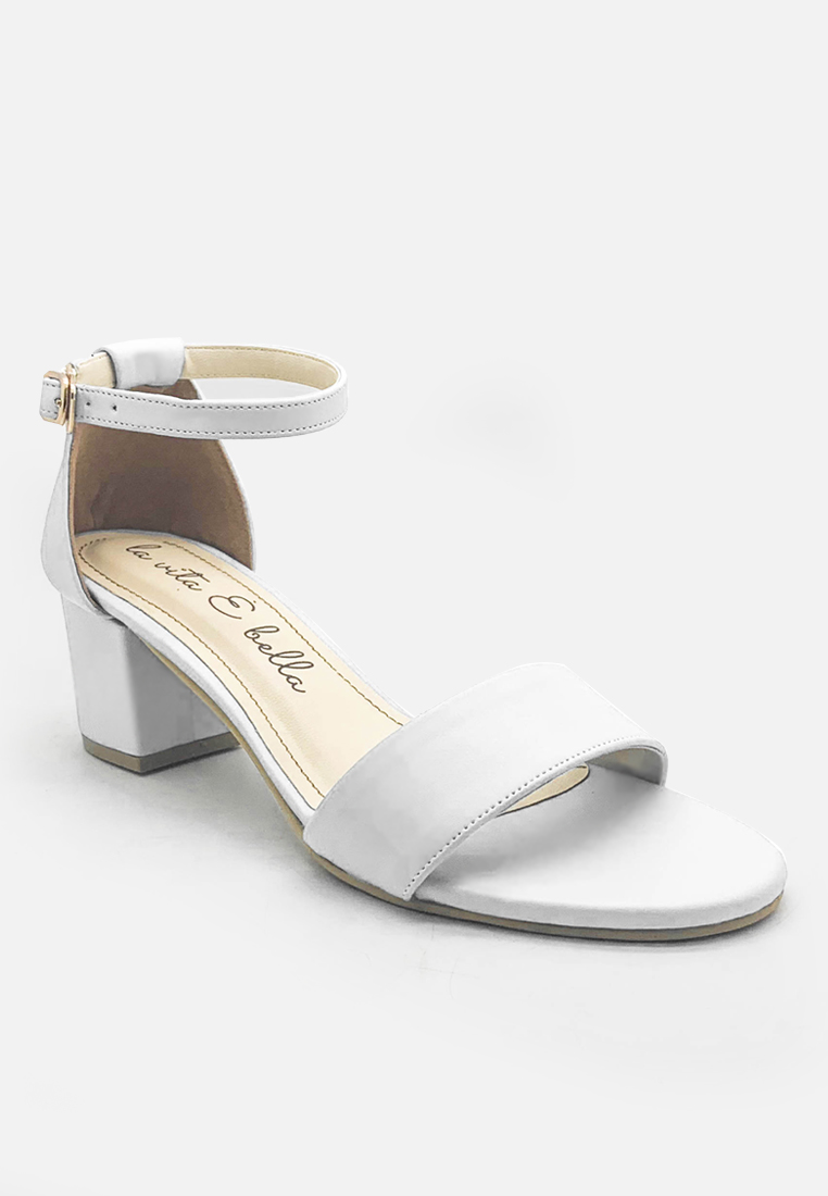 La Vita e Bella Chloe Ankle Strap Sandal Block Heels Vegan Leather