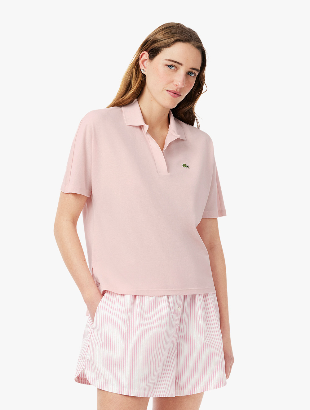 Lacoste Relaxed Fit Fluid Piqué Polo Shirt - Pink