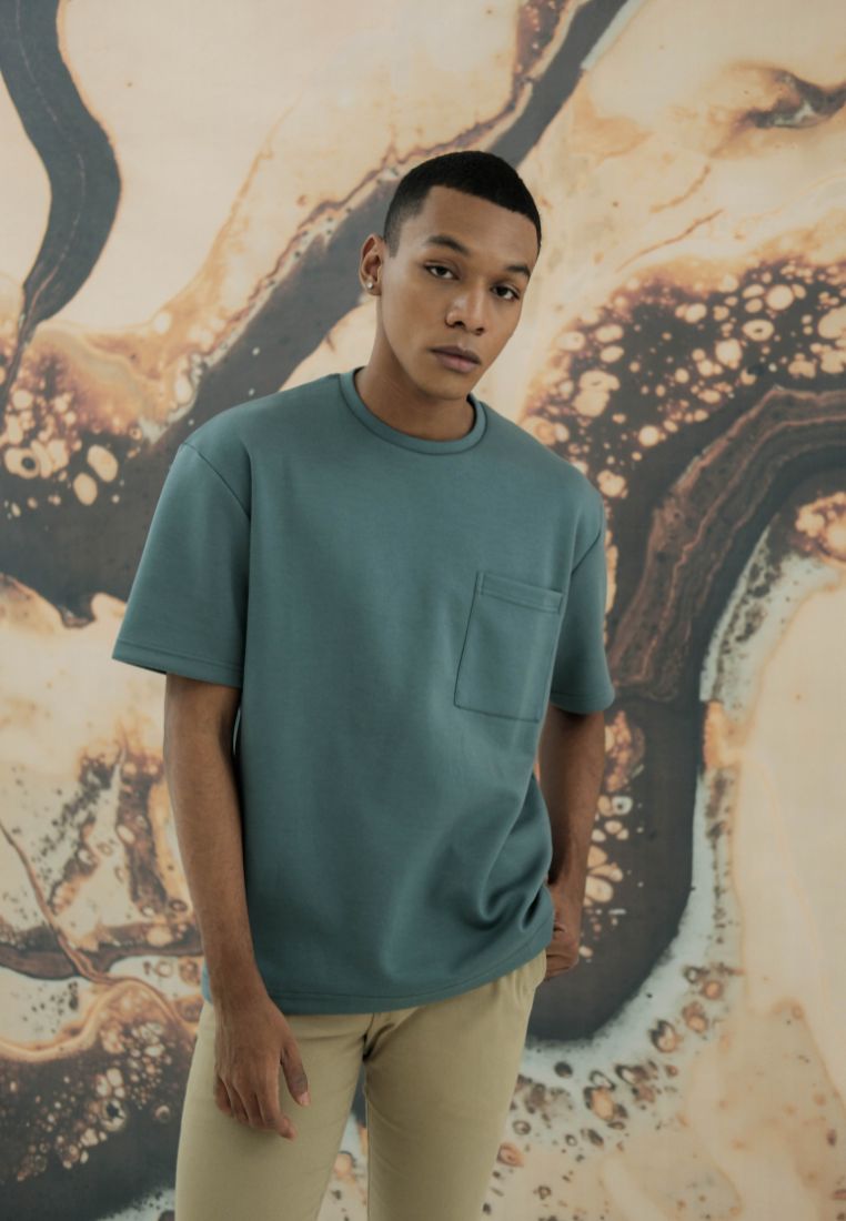 LARUSSO Molecule Oversize Pocket Tee - Mineral Blue