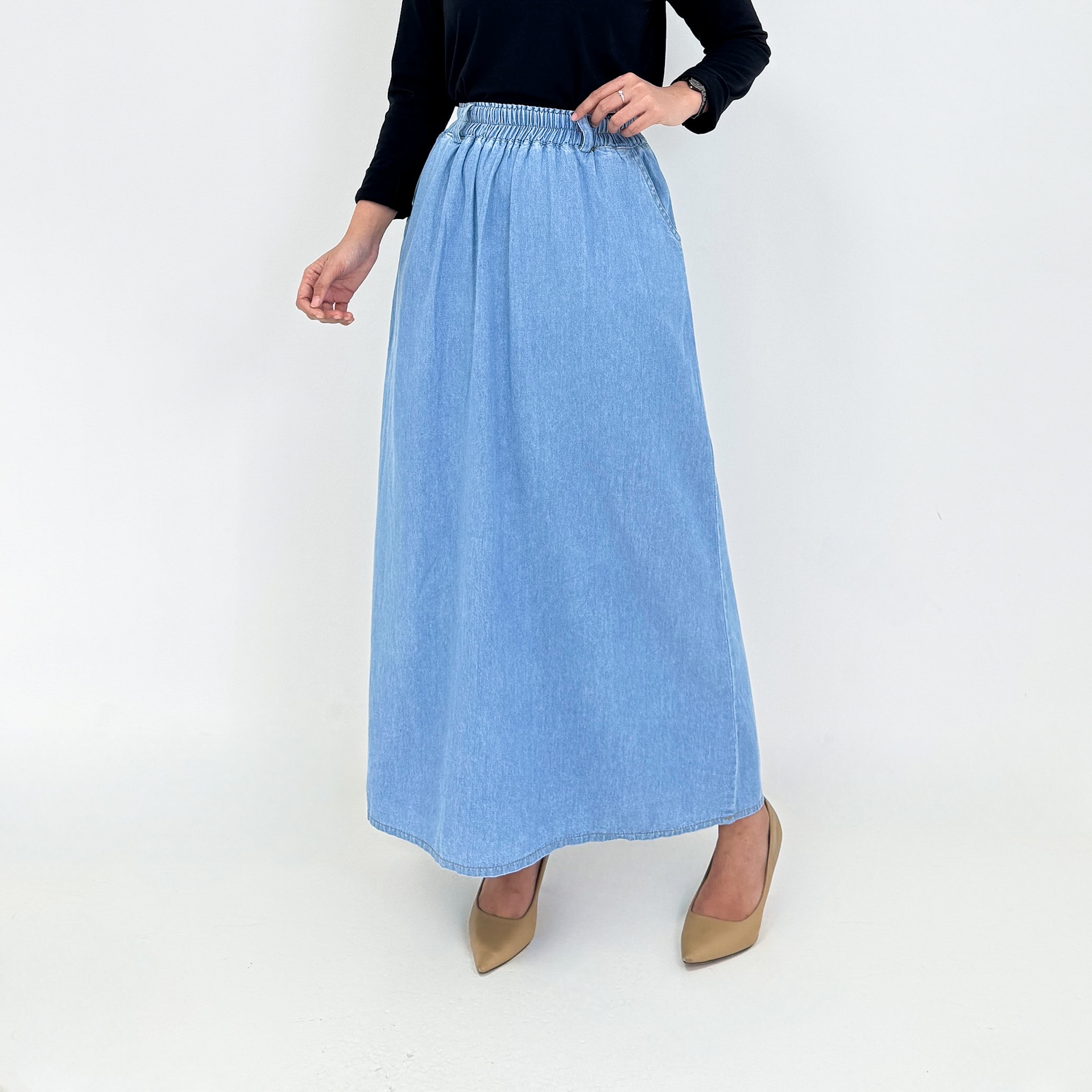 LEZAHRASIGNATURE Longskirt Denim Zulfa [BIRU MUDA]