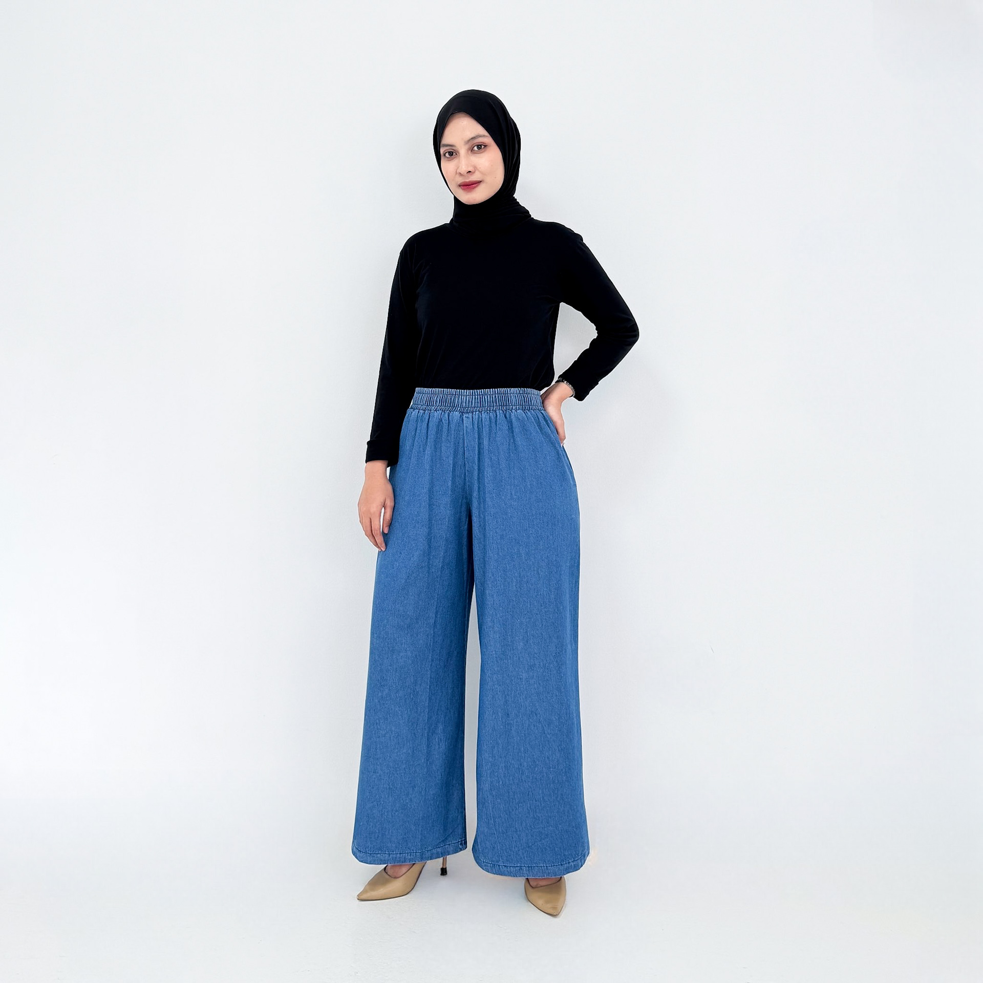 LEZAHRASIGNATURE Celana Panjang Jeans Wanita - Kulot Denim Asmi