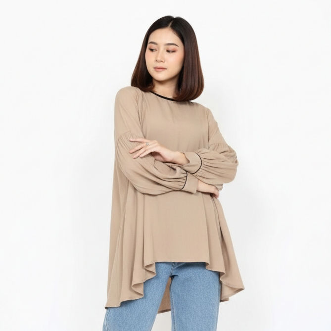 LEZAHRASIGNATURE Atasan Panjang Wanita - Blouse Puffy Zahira