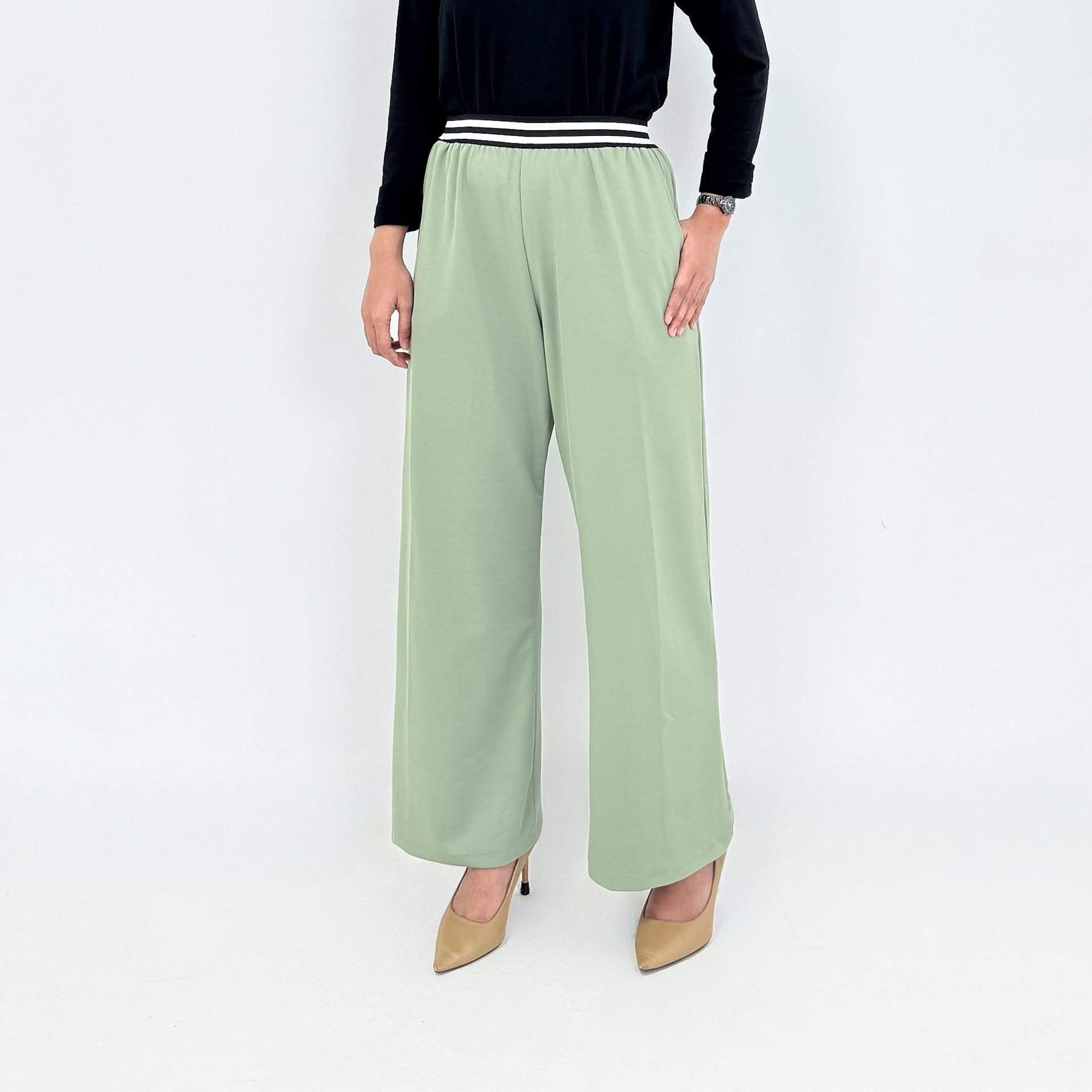 LEZAHRASIGNATURE Celana Panjang Rib Stripe - SAGE MINT