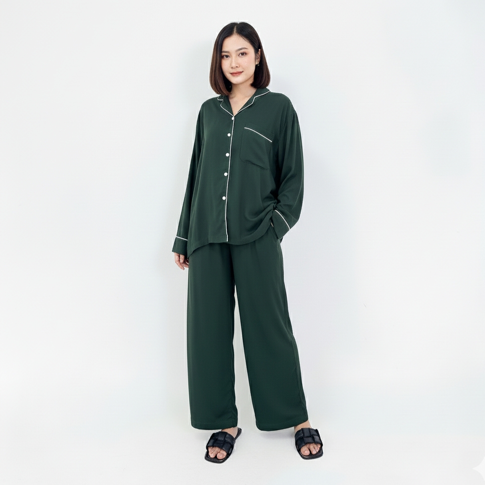 LEZAHRASIGNATURE Setelan Baju Tidur Wanita - Premium Cotton Tencel Pyjamas Ellie