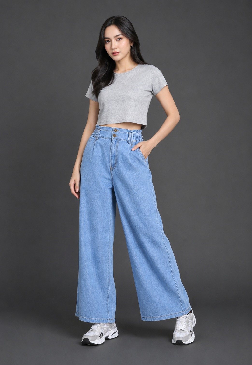 Lezahrasignature Loose Soft Denim Pants Blue
