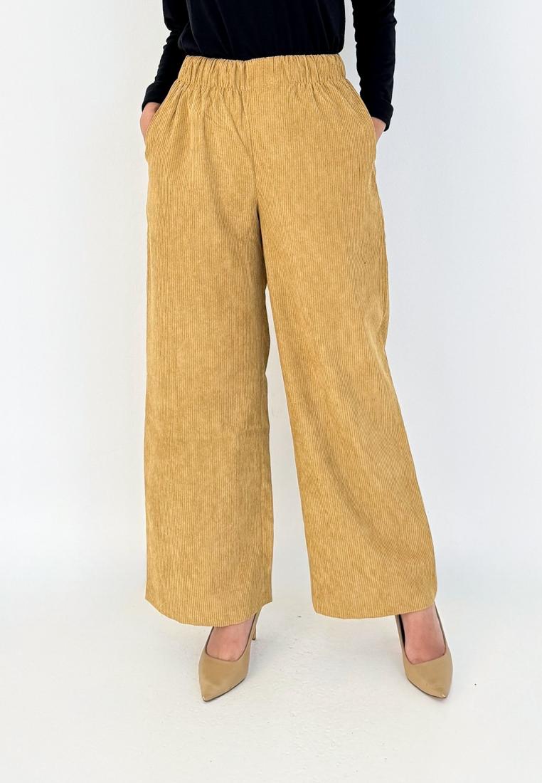 LEZAHRASIGNATURE Keily Pants - Celana Palazzo Corduroy COKLAT
