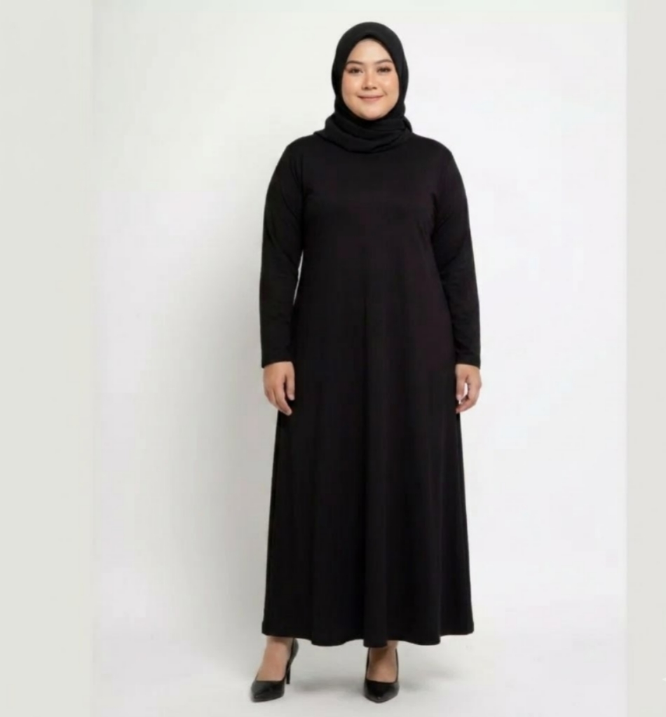 LEZAHRASIGNATURE Long Sleeve Inner Dress Salma JUMBO SIZE S-XXL Hitam