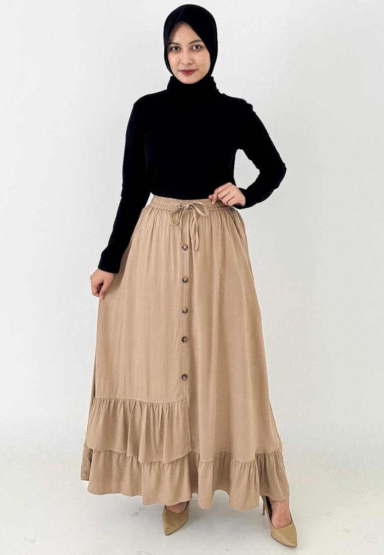 LEZAHRASIGNATURE Inayah Cotton Skirt (Rok Panjang A-Line)