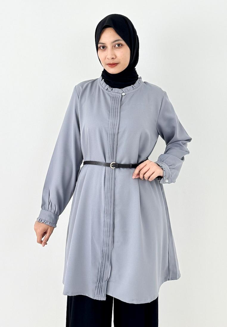 LEZAHRASIGNATURE Alia Tunik (Atasan Muslim Wanita) Abu-Abu