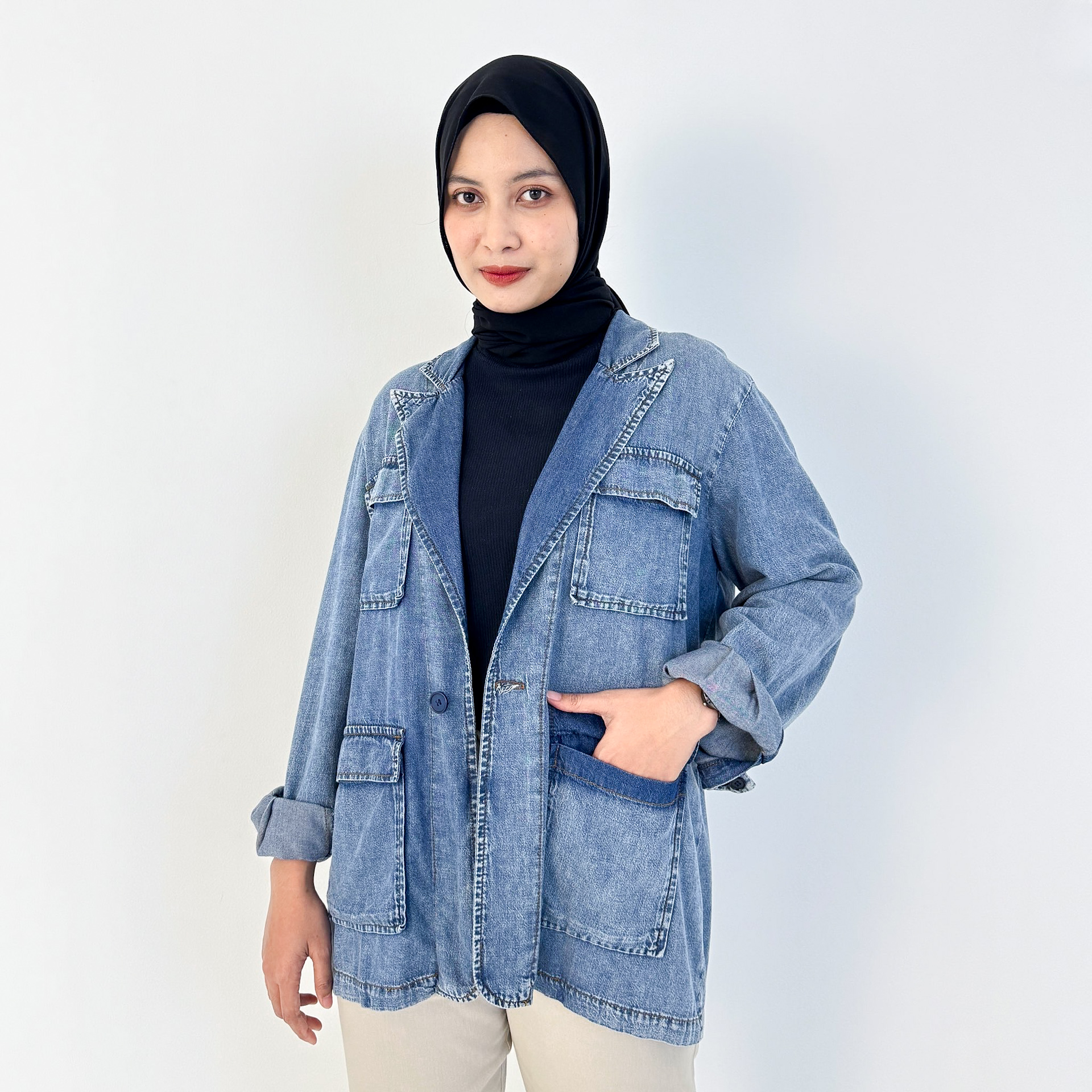 LEZAHRASIGNATURE Kinara Blazer Denim - Snow Blue
