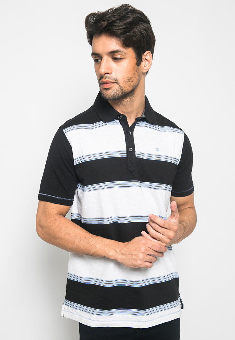 LGS - Kaos Polo Pria Casual - Colour Block - Hitam - Slim Fit - JTS.324.M2642F.01.C