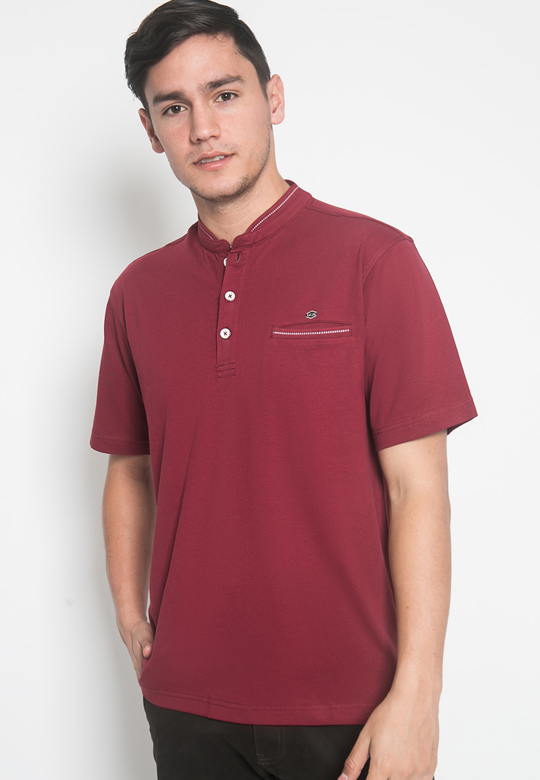 LGS - Kaos Casual - Kaos Pria - Kerah Shanghai - Maroon - Regular Fit - CTS.221.M2874.01.C Katun Pol