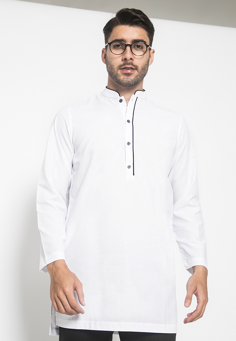 LGS - Baju Koko - Lengan Panjang - Motif Bordir - Putih - CSH.285.B1001K.297.C-L/S
