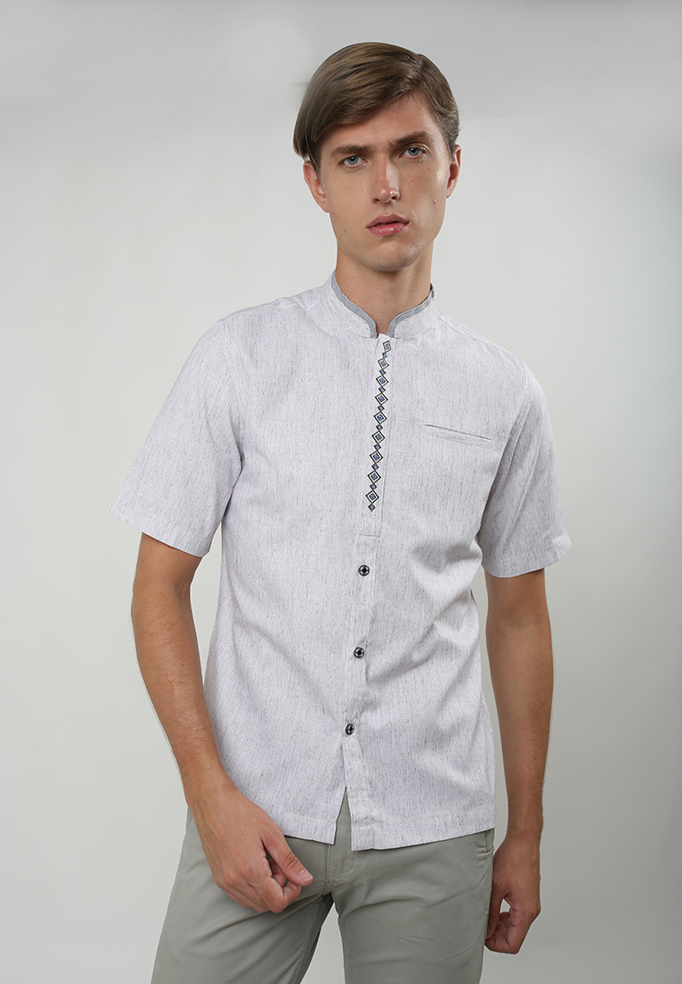 LGS - Baju Koko Pria - Lengan Pendek - Motif Serat - JSH.385.S1125KF.361.C