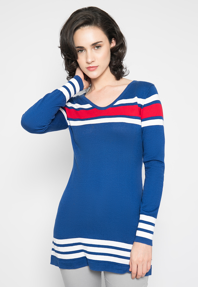 LGS - Sweater Wanita - Aksen Line - Biru - LLST.360.C645.043.7C L/S