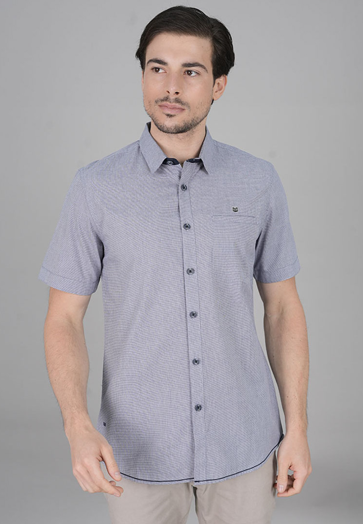 LGS - Kemeja Casual Pria - Lengan Pendek - Slim Fit - Warna Abu-Abu Muda - JSH.390.S1079F.910.C