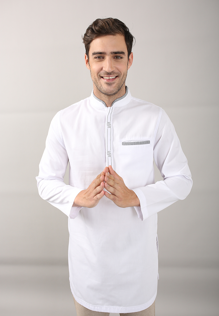 LGS - Slim Fit - Baju Koko Kurta - Lengan Panjang - Putih - JSH.385.S1134KF.370.CLS