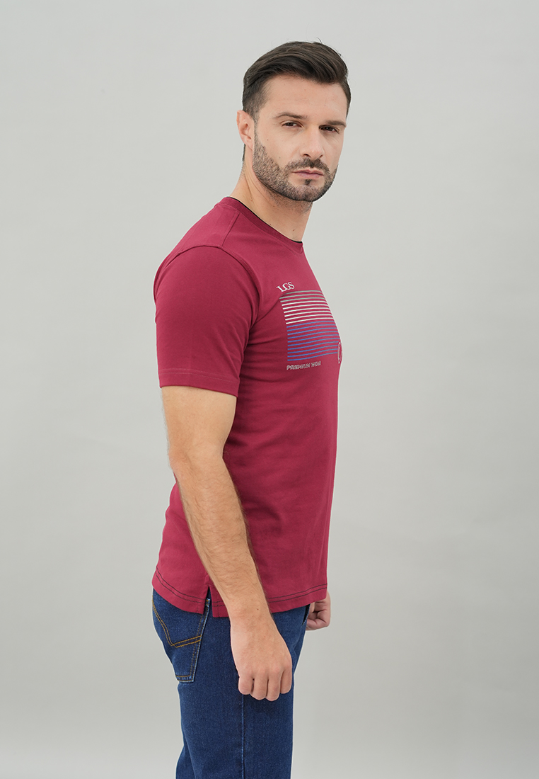 LGS - Slim Fit - Kaos Casual Pria - Lengan Pendek - Polos - Merah - JTS.322.S3206F.02.C