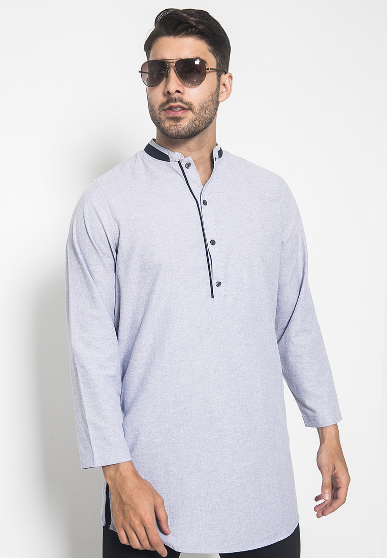 LGS - Baju Koko - Aksen Hitam - Abu - Regular Fit - CSH.285.B1002K.298.C