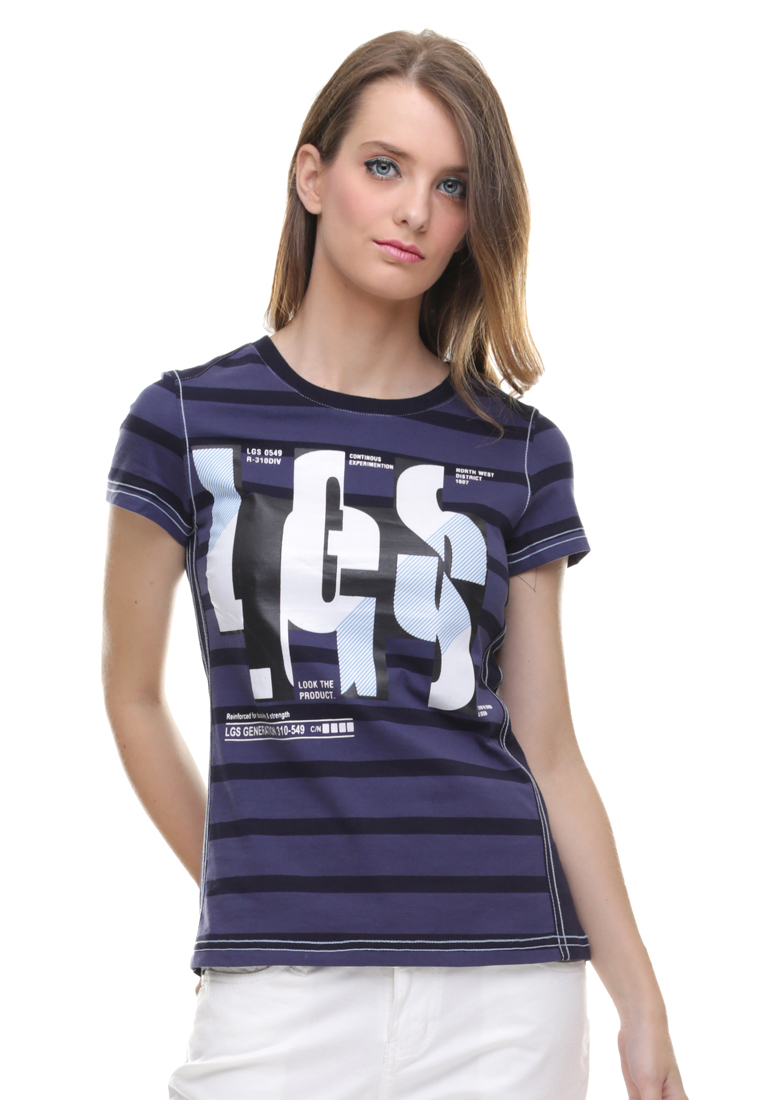 LGS - Regular Fit - Kaos Wanita - Garis - Logo - Ungu