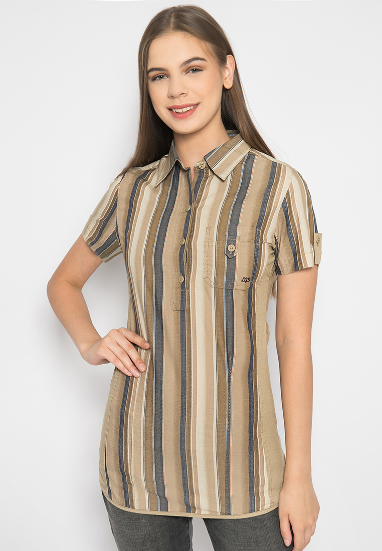 LGS - Kemeja Wanita - Salur - Coklat - LLSH.380.SL664.466.7C