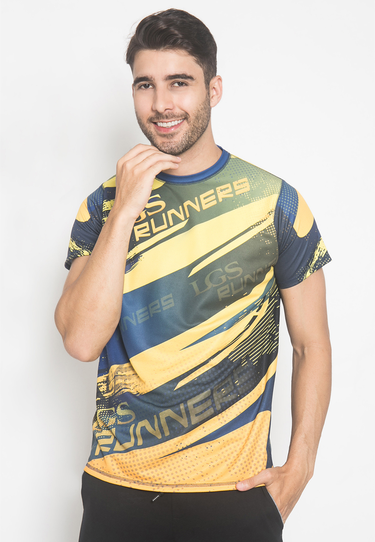 LGS - Kaos Casual - Kaos Olahraga - LGS Sport - Kombinasi Warna - Regular Fit - Kuning/Biru - CTS.22