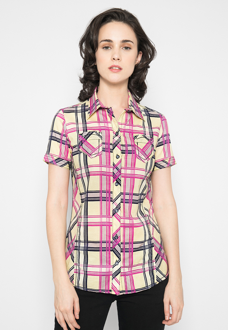 LGS - Slim Fit - Kemeja Wanita - Kuning - Motif - LSH.382.S1096.366.C