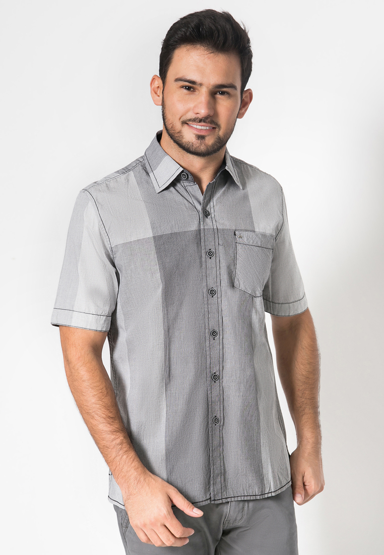 LGS - Kemeja Casual Pria - Lengan Pendek - Motif - Abu-Abu - CSH.270.S570.1116.C