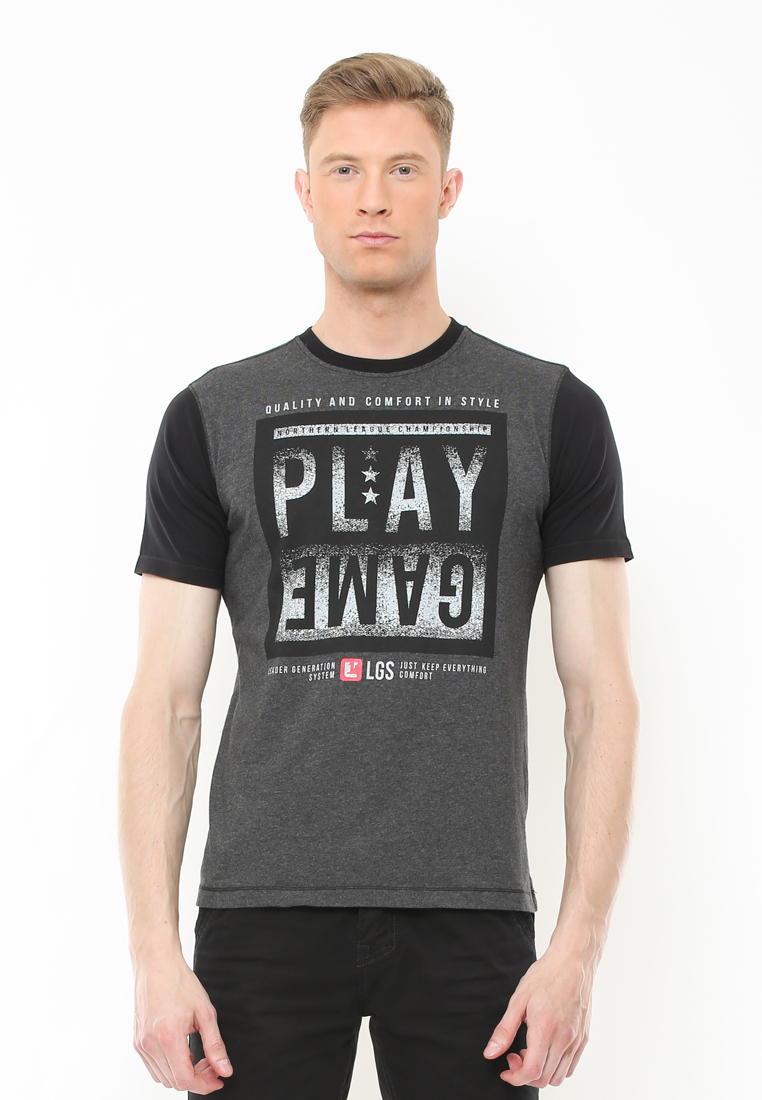 LGS Slim Fit - Kaos Fashion - Motif Sablon Play Game - Abu