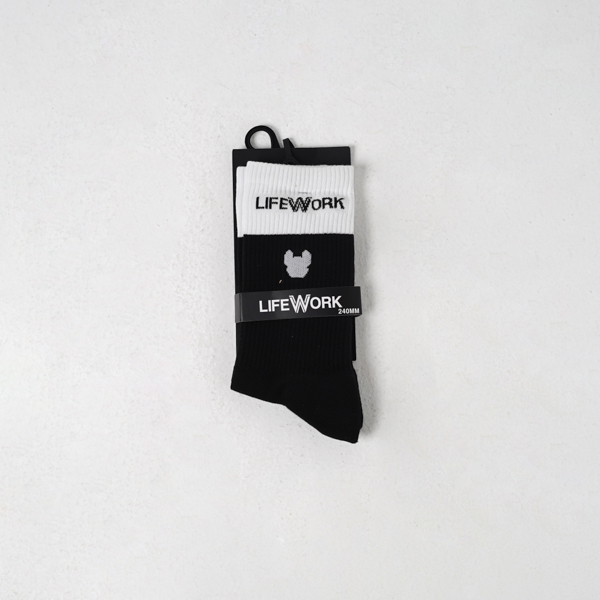 LIFEWORK Kaos LIFE WORK RADOG WHITE BLACK LONG SOCK 100% ORIGINAL