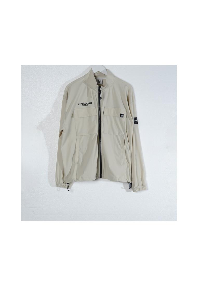 LIFEWORK Jaket LIFE WORK BALANCE MULTI POCKET LIGHT GREY ZIP TRACK VARSITY JACKET 100% ORIGINAL