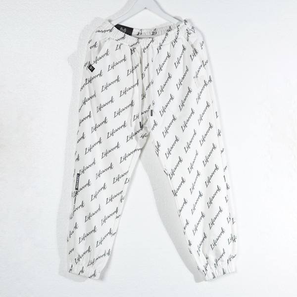 LIFEWORK Celana LIFE WORK ALL OVER TEXT GREY WHITE JOGGER PANTS 100% ORIGINAL