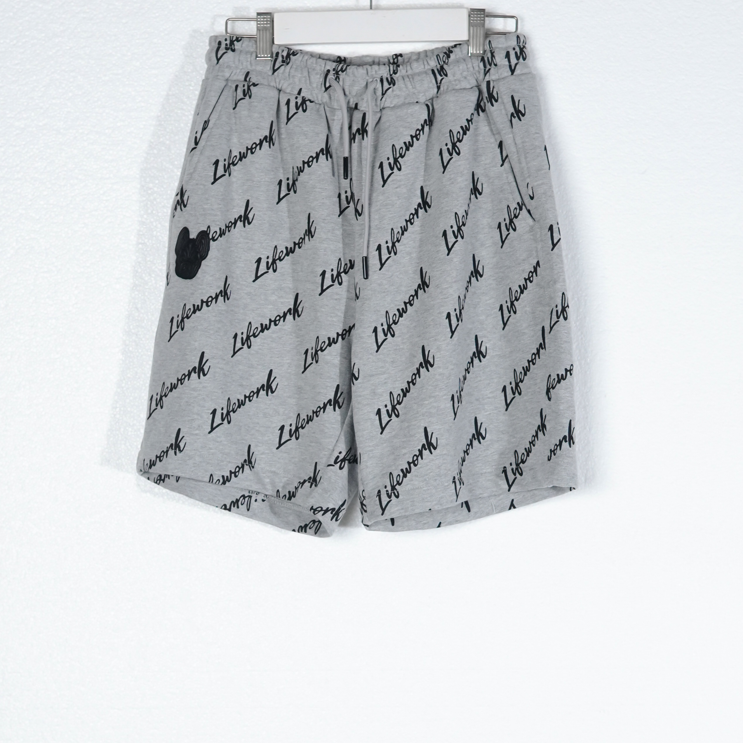 LIFEWORK Celana LIFE WORK ALL OVER TEXT BLACK GREY SHORT PANTS 100% ORIGINAL
