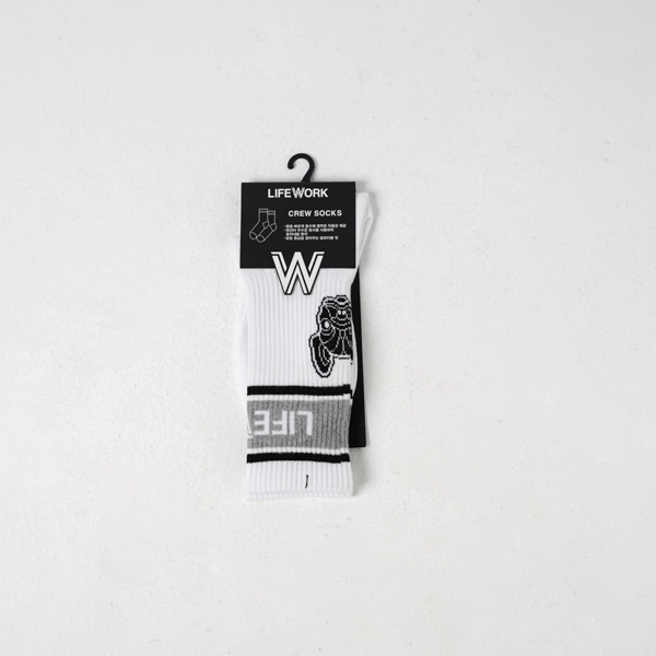 LIFEWORK Kaos Kaki LIFE WORK HEAD RADOG BLACK WHITE LONG SOCK 100% ORIGINAL