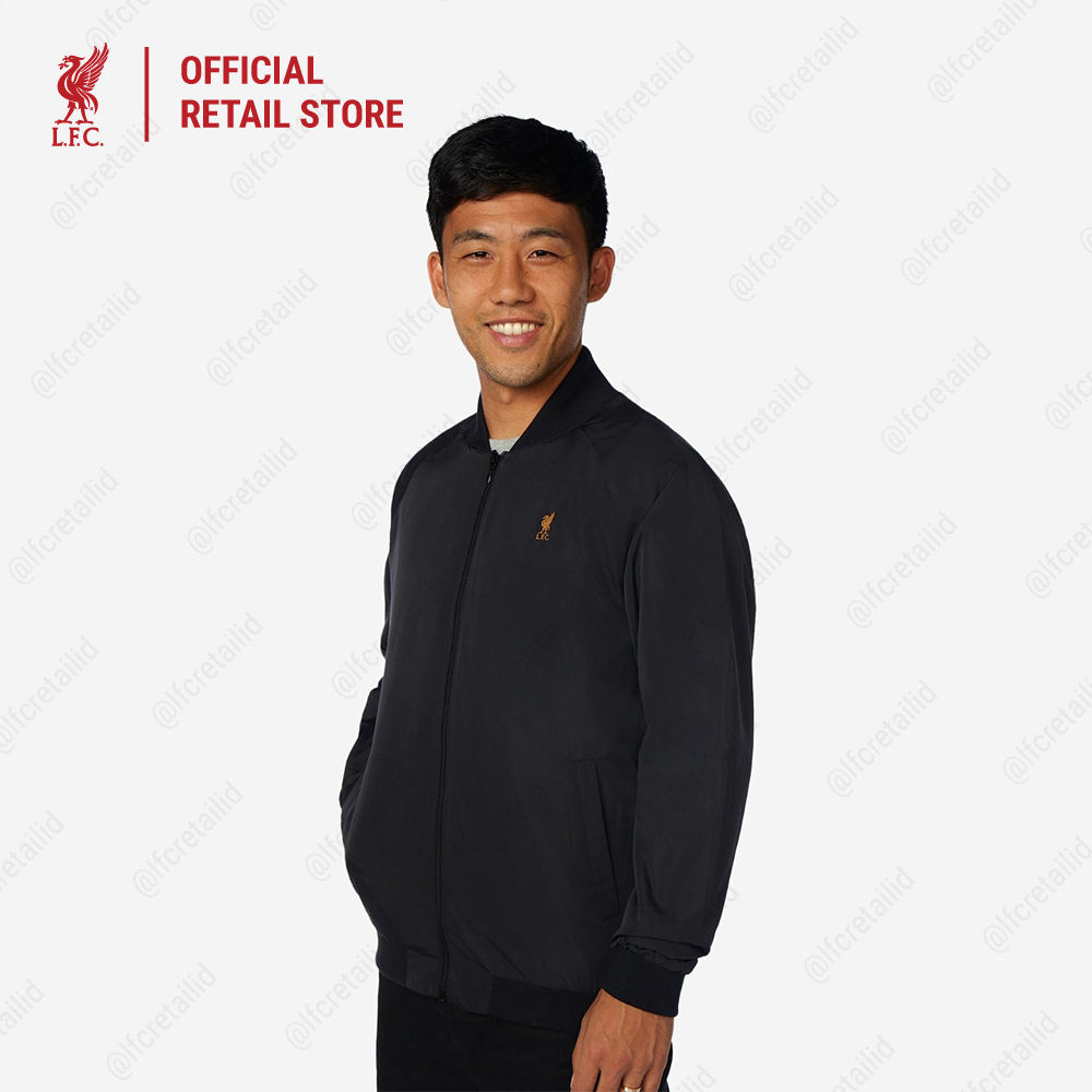 Liverpool FC Mens Bomber Jacket Black Men - Official LFC Jaket Original Pria