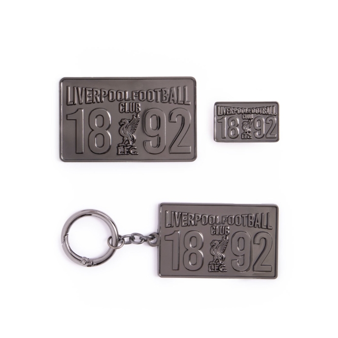 Liverpool FC Gunmetal Badge, Keyring & Magnet Set - Official LFC Accessories Badge, Gantungan Kunci 