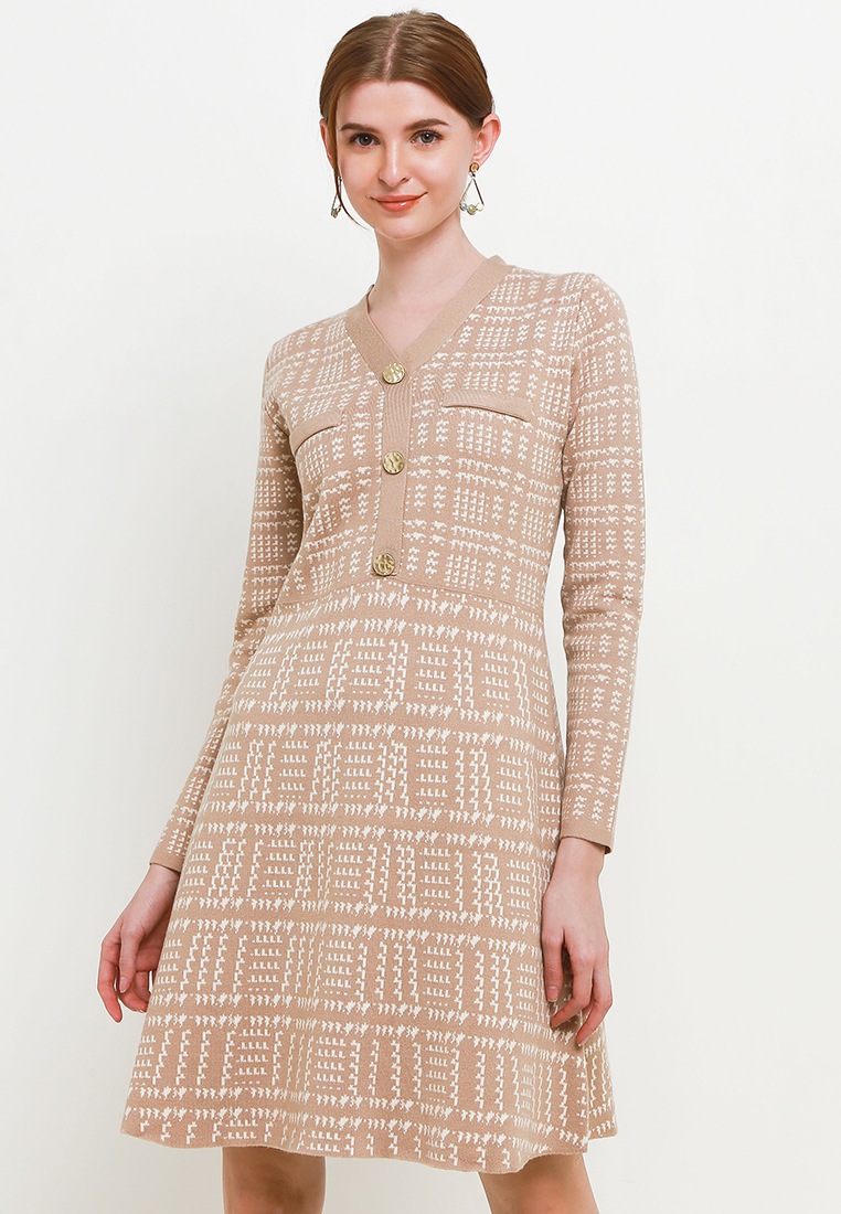LLACES Plaid Knit Dress