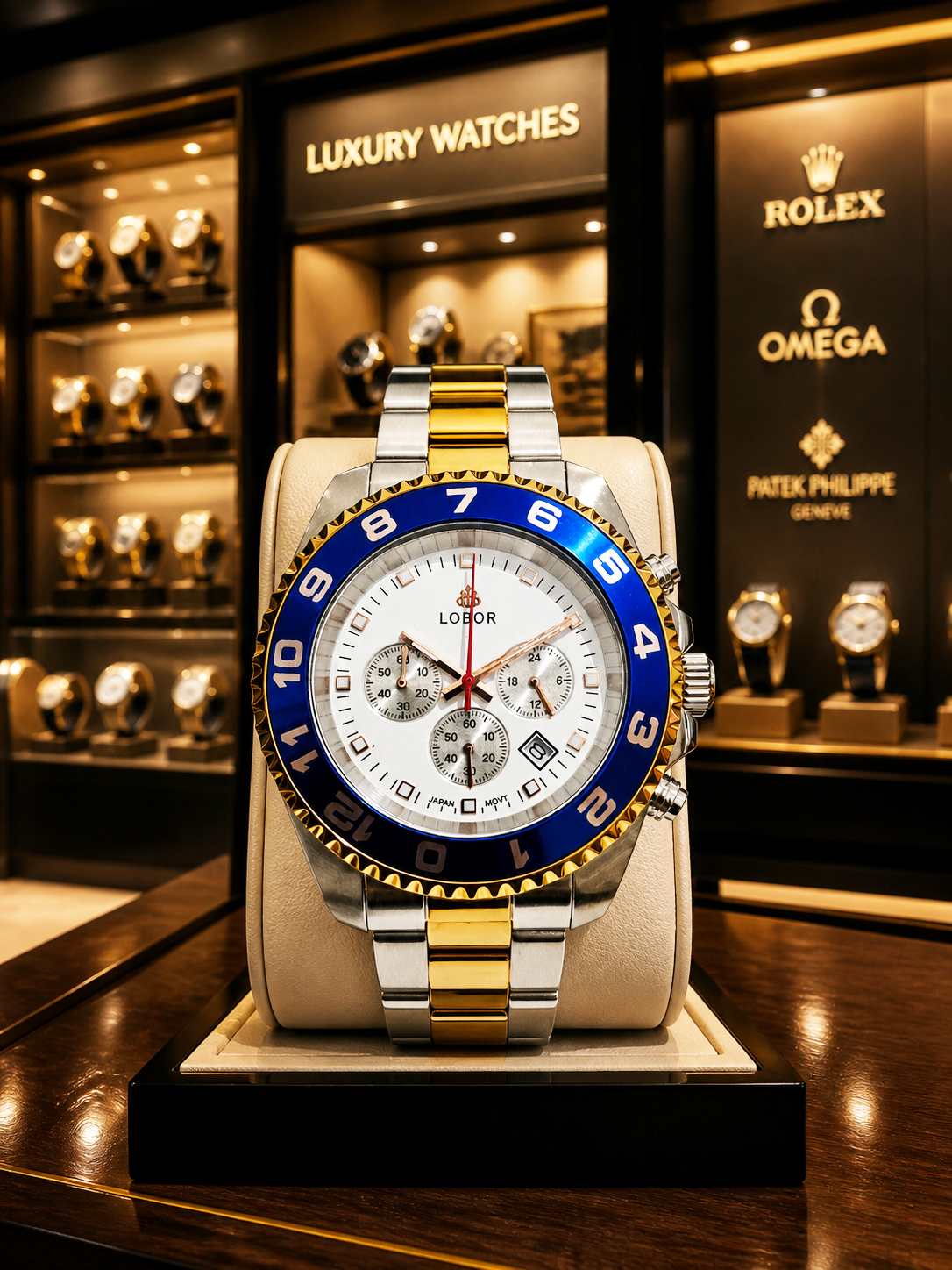 Lobor - Jam Tangan Chronograph Pria - Dual Tone Stainless Steel - 2211-IM
