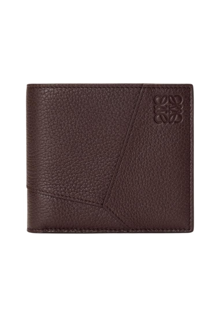 LOEWE Puzzle Bifold Wallet Supple Grained Calfskin Chocolate
