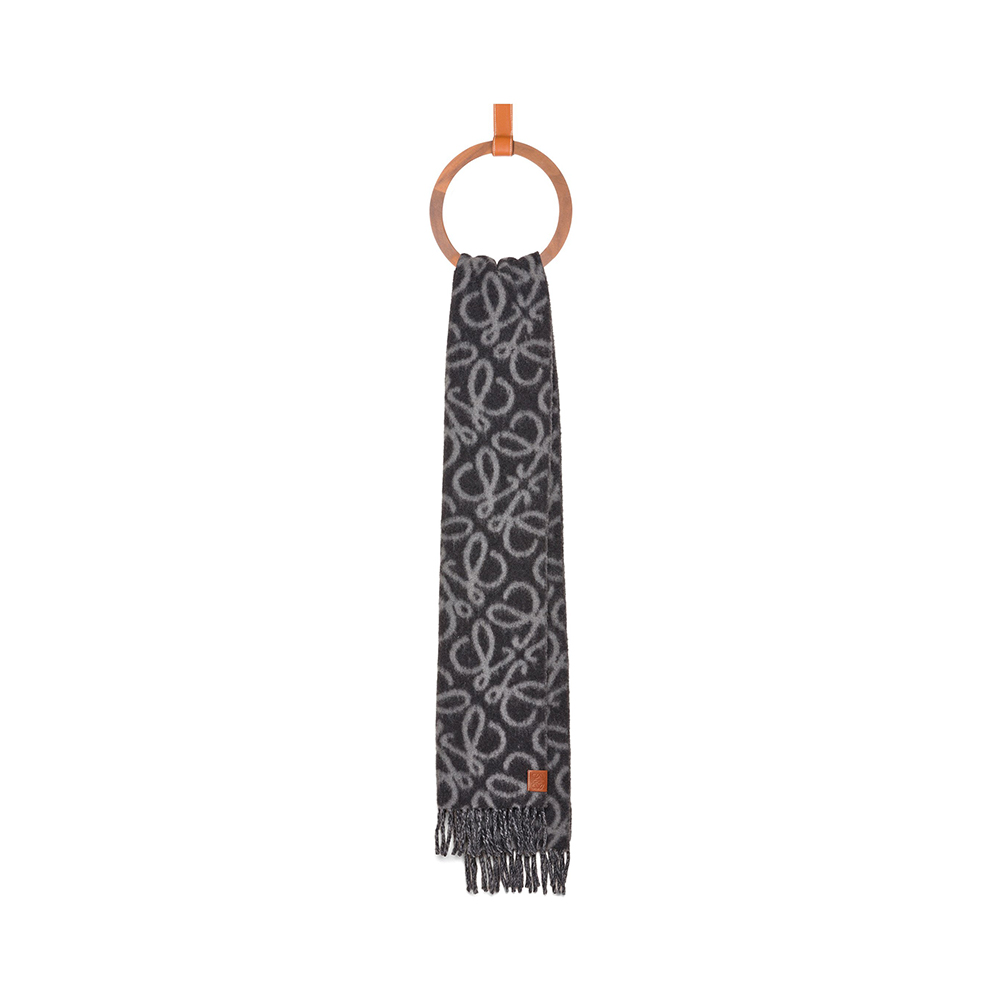 LOEWE Anagram Scarf Alpaca Wool Black Grey